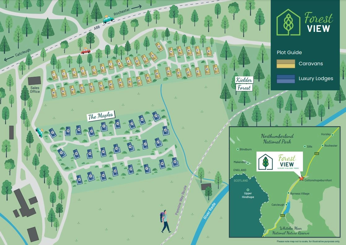 Static caravans for sale in Northumberland - Forest view park map